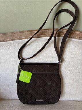 Vera Bradley Brown Espresso Quilted Double Zip Hipster Crossbody Bag NEW W/ TAGS